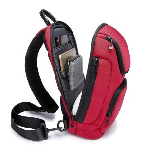 Rucsac crossbody, de umar sau de mana, unisex, impermeabila, Bange, 34x17.5x11 cm, Rosu - Img 3