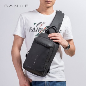 Rucsac crossbody/de umar smart, light, impermeabil, cu port de incarcare USB, Bange, Negru - Img 8