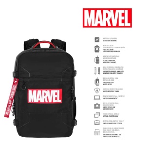 Rucsac cu licenta oficiala, pentru calatorii cu avionul, impemeabil, 20 L, 25x20x40 cm, Marvel, Negru - Img 5