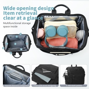 Rucsac dama 14", multifunctional, impermeabil, Tigernu, 30x14x35 cm, Negru - Img 4