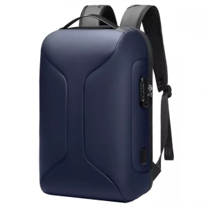 Rucsac laptop 15.6", business casual, cu cifru antifurt si port de incarcare USB, GETICS, 30x16x47 cm, Albastru