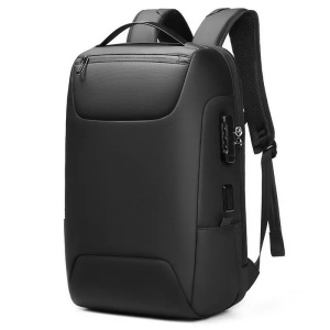 Rucsac laptop 15.6", business casual, impermeabil cu cifru antifurt si port de incarcare USB, GETICS, 30x16x47 cm, Negru