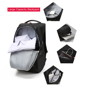 Rucsac laptop 15.6", cu port de incarcare USB si compartiment antisoc, Kingsons, 46x31x19 cm, Negru - Img 3