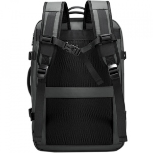 Rucsac laptop 15.6", pentru calatorii, impermeabil, expandabil pana la 37 L, cu port de incarcare USB, BANGE, 44x30x16 cm, Gri - Img 6