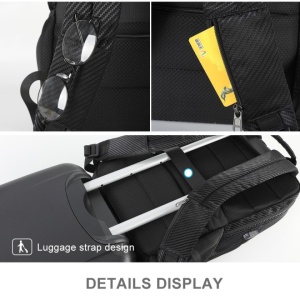 Rucsac laptop 15.6" smart business aspect carbon, impermeabil, cu port USB, Tigernu, 43x29x13 cm, Negru - Img 5
