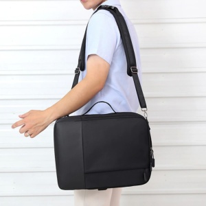 Rucsac laptop 15.6" smart business, convertibil, cu port de incarcare USB, GETICS, 30x13x41 cm, Negru - Img 7