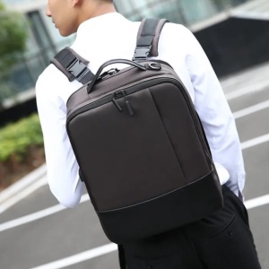 Rucsac laptop 15.6" smart business, convertibil, cu port de incarcare USB, GETICS, 30x13x41 cm, Maro - Img 3