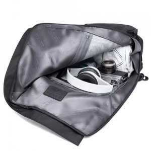 Rucsac laptop 15.6", smart casual, design pelerin, expandabil, impermeabil, BANGE, 44x28x16 cm, Negru - Img 5