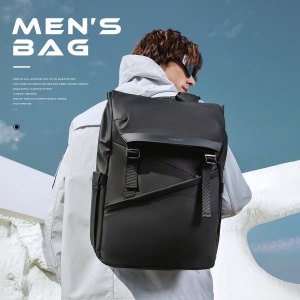 Rucsac laptop 15.6", smart casual, design pelerin unisex, impermeabil, TIGERNU, 30x13x43 cm, Negru - Img 8