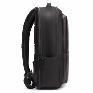 Rucsac laptop 15.6", smart casual, expandabil, cu insertie de piele ecologica, port de incarcare USB si jack audio, BANGE, 43x31x16 cm, Negru - Img 5