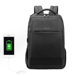 Rucsac laptop 15.6" smart casual, impermeabil, cu port USB si buzunar antifurt, Tigernu, 45x31x19 cm, Negru - Img 2