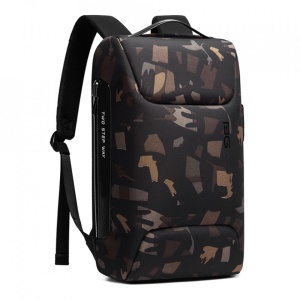 Rucsac laptop 15.6", smart casual, impermeabil cu sistem antifurt, port de incarcare USB, BANGE, 49X33X17 cm, Camuflaj - Img 2