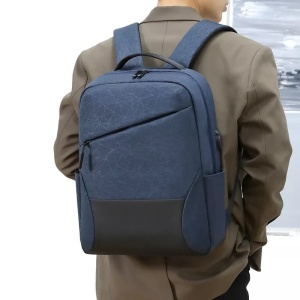 Rucsac laptop 15" smart casual impermeabil, cu port USB, GETICS, 42x31x12 cm, Albastru - Img 3