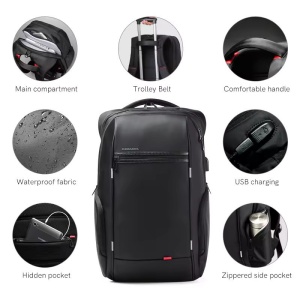 Rucsac laptop 17", cu port de incarcare USB si compartiment antisoc, Kingsons, 37x22x50 cm, Negru - Img 2