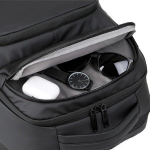 Rucsac laptop 17" pentru calatorii, expandabil, cu buzunar antifurt si port USB, GETICS, 31x19/24x47 cm, Negru - Img 4