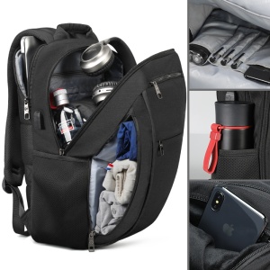 Rucsac laptop 17" smart casual, impermeabil, cu port USB si buzunar antifurt, Tigernu, 48x32x18 cm, Negru - Img 4