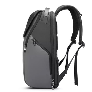 Rucsac modern unisex cu clapa magnetica, compartiment separat pentru laptop 15.6 inch, din poliester rezistent la stropi, cu buzunar ascuns, BANGE BG2581GY Gri - Img 4