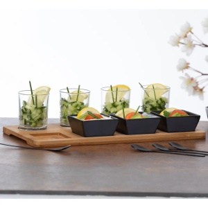 Set 13 piese pentru servire aperitive, pe suport din lemn de bambus, Secret de Gourmet, 29.5x14.8x7 cm - Img 2