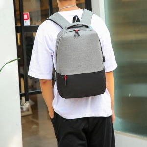 Set rucsac 15.6" casual minimalist, geanta de umar si portofel pentru adolescenti, GETICS, Negru/Gri - Img 8