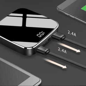Baterie externa, Patrata, Slim, 2XUSB,Universala, Display lcd, 5000 mAh, G1 - Img 6