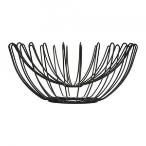 Cos pentru fructe cu pereti dubli din sarma, Escalate, 16,5 x 36,5 cm, Negru - Img 2