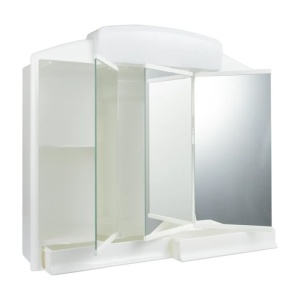 Dulap din plastic cu usi culisante, oglinzi si lampi integrate, Escalate, 59x51x16 cm, Alb - Img 7