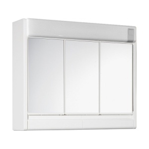 Dulap pentru baie din plastic cu usi culisante, oglinzi si lampi integrate, Escalate, 60x51x16 cm, Alb