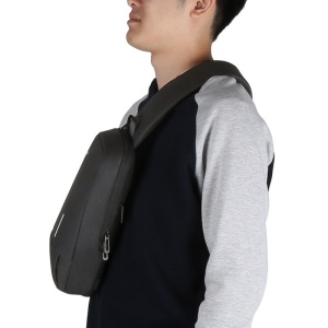 Geanta 10.1", de umar, de piept sau de mana, antifurt, cu port de incarcare USB, Kingsons, 31x18x8 cm, Gri inchis - Img 6