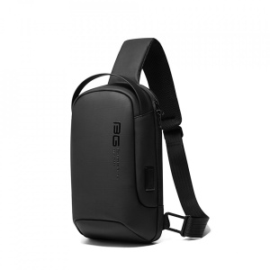 Geanta crossbody/de umar, multifunctionala, cu port de incarcare USB, Bange, 18cmx11cmx31cm, Neagra - Img 1