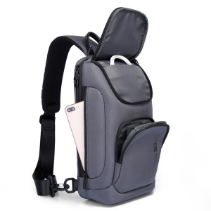 Geanta crossbody, de umar sau de mana, unisex, impermeabila, Bange, 34x17.5x11 cm, Gri - Img 2