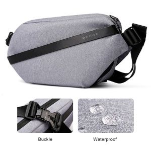 Geanta crossbody, expandabila, cu sistem multifunctional de prindere, Bange, 19x8.5x35cm, Gri - Img 4