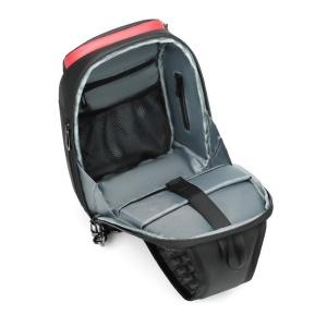 Geanta de umar, de piept sau de mana, cu port de incarcare USB, GETICS, 28x18x12 cm, Neagra - Img 6
