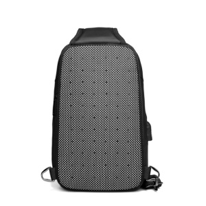 Geanta de umar, de piept sau de mana, impermeabila, cu port de incarcare USB, GETICS, 31x20x12 cm, Neagra - Img 7