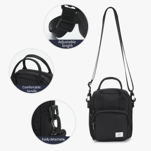 Geanta de umar, de piept sau de mana, sport casual, impermeabila, Tigernu, 16.5x7x20 cm, Neagra - Img 6