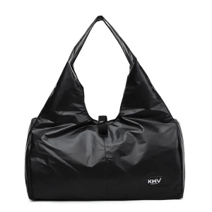 Geanta sport, impermeabila, cu aspect metalic si compartiment pentru incaltaminte, Escalate, 48x20x24 cm, Neagra
