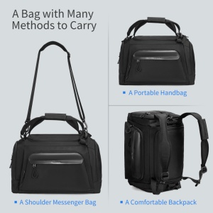 Geanta sport impermeabila pentru sala sau calatorii, cu compartiment pentru incaltaminte, Tigernu, 46x29x28 cm, Neagra - Img 7