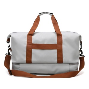 Geanta sport pentru calatorii, impermeabila, cu compartiment pentru incaltaminte, Escalate, 46x25x28 cm, Gri deschis - Img 3