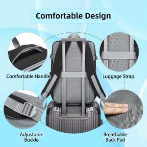 Rucsac dama 15.6", multifunctional, impermeabil, cu port USB, Getics, 29.5x15.5x42.5 cm, Negru - Img 5
