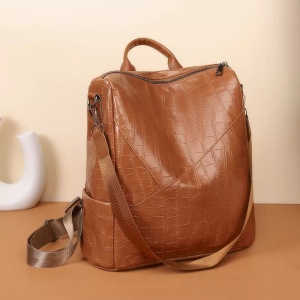 Rucsac dama, impermeabil cu buzunar antifurt, Escalate, 31x29x14 cm, Maro - Img 8