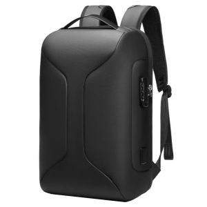 Rucsac laptop 15.6", business casual, cu cifru antifurt si port de incarcare USB, GETICS, 30x16x47 cm, Negru