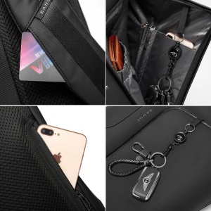 Rucsac laptop 15.6" business, impermeabil cu design plic, Bange, 30.5x18x46 cm, Negru - Img 5
