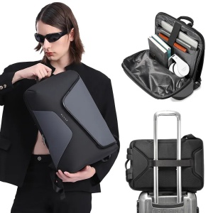 Rucsac laptop 15.6" business, impermeabil cu design plic, Bange, 30.5x18x46 cm, Negru/Gri - Img 7