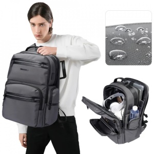 Rucsac laptop 15.6", business, impermeabil cu port USB, BANGE, 46x33x19 cm, Gri - Img 6