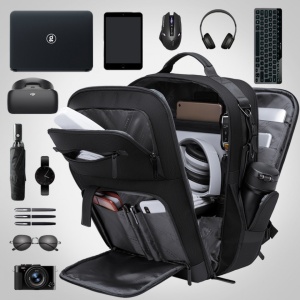 Rucsac laptop 15.6", business, pentru calatorii, impermeabil, BANGE, 45x33x18 cm, Negru - Img 2
