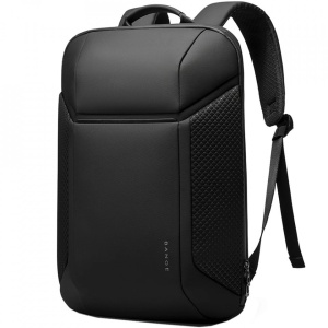 Rucsac laptop 15.6", casual business, impermeabil, cu aspect futurist 3D carbon, BANGE, 47.5x30x12 cm, Negru - Img 1