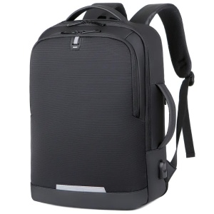 Rucsac laptop 15.6", casual business pentru calatorii, expandabil, cu port de incarcare USB, GETICS, 35x15/20x44 cm, Negru oxford