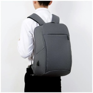Rucsac laptop 15.6" casual, impermeabil, cu port incarcare USB, GETICS, 33x17x45 cm, Gri - Img 4