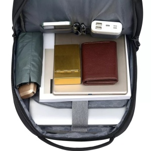 Rucsac laptop 15.6", casual, impermeabil, cu port USB, GETICS, 42x30x13 cm, Gri - Img 3