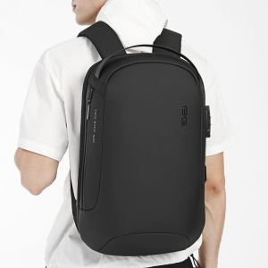 Rucsac laptop 15.6", casual, impermeabil, cu sistem antifurt, port de incarcare USB, BANGE, 48x15x32 cm, Negru - Img 8