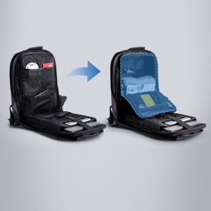 Rucsac laptop 15.6", cu port de incarcare USB, sistem antifurt TSA si deschidere la 180 grade, Kingsons, 31x16x46 cm, Gri inchis - Img 3